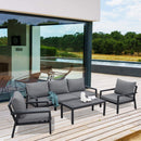 Set Salotto da Giardino Divano 2 Poltrone e Tavolino con Cuscini in Alluminio Antracite