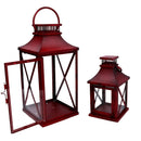 Set 2 Lanterne in Metallo rosso quadro