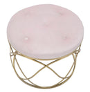 Puff Luty Ø60x45 cm in Ferro e Spugna e Velluto Rosa e Oro