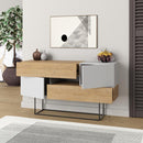 Consolle Moderna 145x40x82 cm con 2 Ante 2 Cassetti e Gambe Alte Zaffiro di Quercia e Bianco      