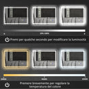 Specchio Bagno da Parete LED Antiappannamento 50x70 cm Speaker Bluetooth e Pulsanti Touch in Vetro Temperato  