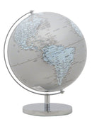 Mappamondo Argento Ø25x34 cm Plastica e Ferro Argento e Azzurro