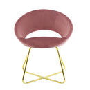 Poltrona Imbottita 66x65x68 cm in Tessuto Effetto Velluto Rosa antico