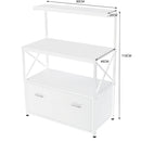 Mobile Multiuso per Stampante 3 Ripiani e 1 Cassetto 80x40x110 cm in MDF Bianco