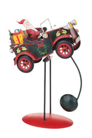 Statuina Babbo Natale con Auto 30 cm in Metallo