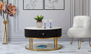 Tavolo da Caffe' Montpellier Nero Ø 75x36 cm in Ferro Legno 