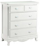 Comò 5 Cassetti in Legno Basilea Bianco Anticato