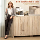 Credenza da Cucina 157x39x82 cm con 2 Armadietti Ante Soft-Close e Ripiani Regolabili in Legno Naturale      