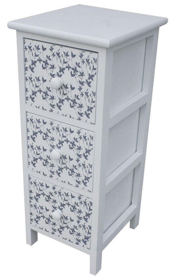 acquista Commode 3 Tiroirs en Bois Massif 25x25x71 cm Fumer Fanny Blanc