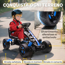 Go Kart a Pedali per Bambini 3-6 Anni 50 kg Portata con Portabicchieri e Ruote in EVA Antiscivolo Blu      