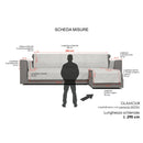 Copridivano con Penisola Destra in Poliestere e Cotone Grigio Scuro Varie Misure