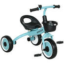 Triciclo per Bambini 70,5x50x58 cm con Seduta Regolabile e Campanello Blu  