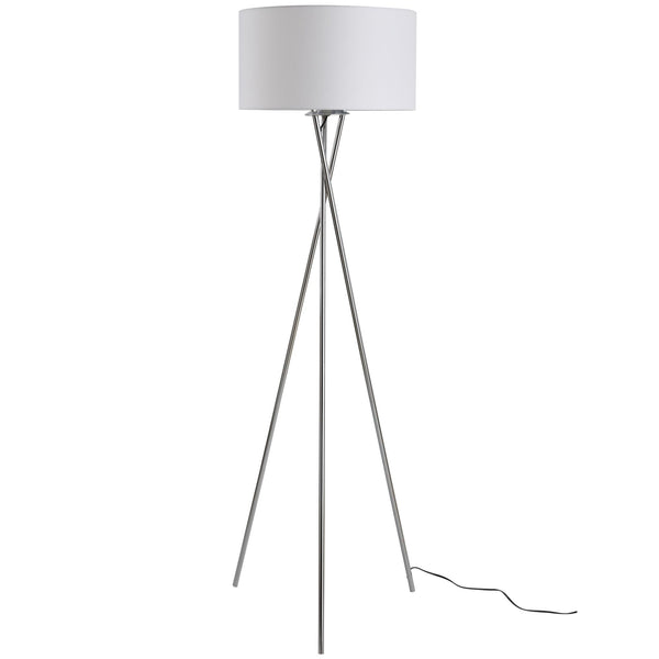 Lampadaire trépied en métal avec abat-jour blanc Ø48x162 cm online