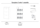 Scarpiera 3 Ante 1 Cassetto 63x127x29 cm Ossido Bianco