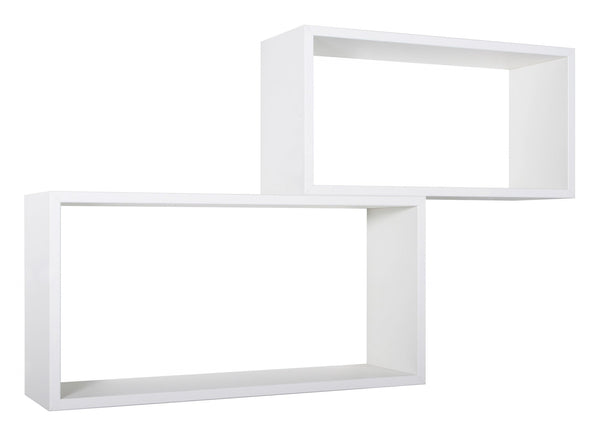 sconto Lot de 2 Etagères Murales Cubes Rectangulaires en Panneau de Fibres Bislong Blanc