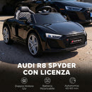 Macchina Elettrica per Bambini 3-6 Anni 12 V Audi R8 Spyder 107x58x44 cm 3-5 km/h con 2 Motori e Telecomando in PP Nero      