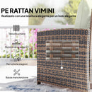 Set Salotto da Giardino con 2 Poltrone Tavolino e Poggiapiedi Salvaspazio in Rattan PE Marrone      