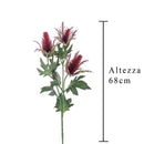 Set 8 Pianta Artificiale di Eringium Composta da 3 Fiori Altezza 68 cm Bordeaux