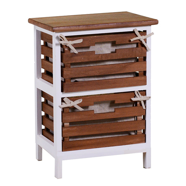 Commode 2 tiroirs en bois 35x27x47 cm Atena noyer et blanc acquista