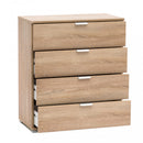 Mobiletto 4 Cassetti Naturale 75x38x85 h cm in Truciolare bilaminato Marrone chiaro