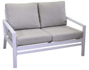 Set Salotto da Giardino Divano 2 Poltrone e Tavolino in Alluminio Cleveland Bianco e Grigio
