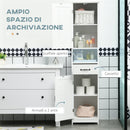Mobile Colonna Bagno 40x30x164 cm con Mensola Aperta Cassetto e 2 Armadietti in Legno Bianco      