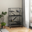 Gabbia per Roditori 80x52x128 cm con 4 Ingressi a Livelli Multipli in Metallo e PP Grigio  