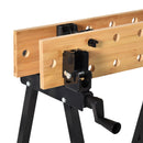 Banco da Lavoro Pieghevole 150kg con 4 Morse e Goniometro Nero e Legno      