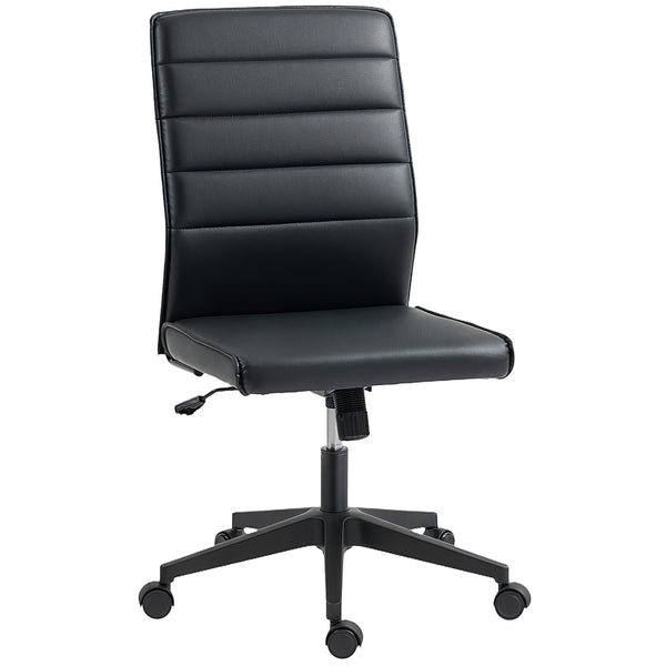 prezzo Sedia da Ufficio Ergonomica e Regolabile 58x53x97-107 cm con Schienale Ricurvo in Pelle PU e Acciaio Nero