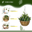 Set 2 Piante Artificiali di Lavanda Ø25x34 cm con Vaso e Gancio in PE e Vimini Verde e Viola 