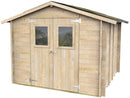 Casetta Box da Giardino per Attrezzi 248x248 cm con Porta Doppia Finestrata in Legno Naturale