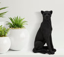 Statua Leopardo Seduto Nero 15x10x27 cm in Poliresina