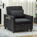 Poltrona Letto Reclinabile 74x84x81 cm in Tessuto Effetto Velluto Grigio Scuro  