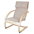 Poltrona Relax con Struttura in Legno Rivestimento Sfoderabile in Tessuto Beige