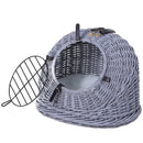 Trasportino in Vimini per Gatti 42x35x37 cm con Cuscino  Grigio