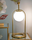 Lampada da Tavolo Glamy Arc Ø21x50 cm in Ferro e Vetro Oro e Bianco      