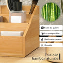 Organizer da Scrivania Bagno Cosmetici Makeup 33x20,5x15,5 cm con Cassetti e Scomparti Aperti in Bambù  