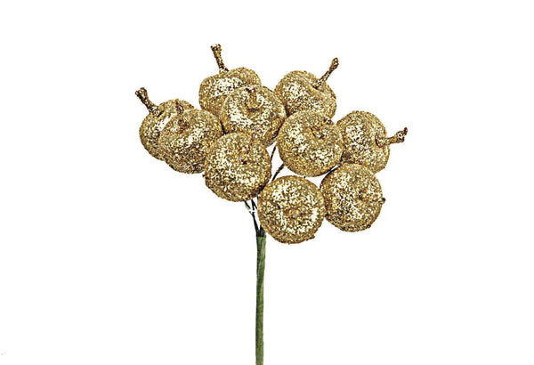 Lot de 24 Pics Pomme Paillettes H12,5 cm Doré prezzo