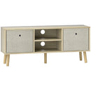 Mobile TV Fino a 50" 110x29x46,5 cm con 2 Cassetti Removibili e 2 Ripiani Aperti in MDF e Tessuto non Tessuto Color Legno Beige      