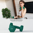 Set 6 Pesi Manubri con Supporto Coppie da 1-2-3 Kg in Metallo Verde e Nero   