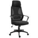 Sedia Operativa da Ufficio Reclinabile con Poggiatesta e Supporto Lombare 64x55x116-126 cm Nero 