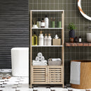 Mobile Bagno con Armadietto e Ripiani 63x30x138 cm in Bambù   