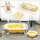 Vaschetta Bagnetto per Neonati Pieghevole 80,5x55x20 cm con Cuscino e Bacinella Lavabo Giallo  