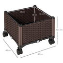 Fioriera da Esteno con Ruote e Disco Auto Irrigante 40x40x31,5 cm in Plastica Marrone