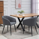 Set 2 Sedie Imbottite 62x56x76 cm in Tessuto Effetto Lino Grigio Scuro