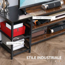 Mobile TV per TV fino a 65" con 6 Ripiani 140x40x50 cm in Acciaio e Truciolato Marrone e Nero