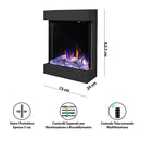 Caminetto Elettrico da Pavimento Autoportante Calliope Effetto Fuoco e Telecomando con Cornice in Legno MDF Nero