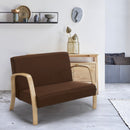 Divano 2 Posti 112x70x80 cm in Legno e Tessuto Marrone