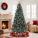 Albero di Natale Artificiale Ø116x210 cm con 998 Rami Innevati Pigne e Base Pieghevole in Plastica e Acciaio Verde      