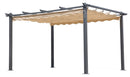 Gazebo a Pergola da Giardino in Alluminio 3x4 mt Telo Retrattile Bauer Panna